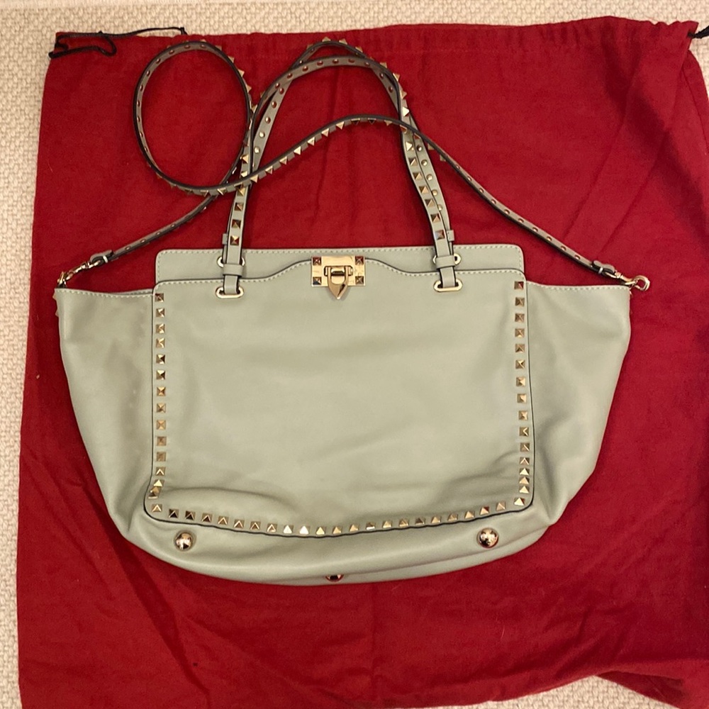 Mint green medium Rockstud Valentino tote